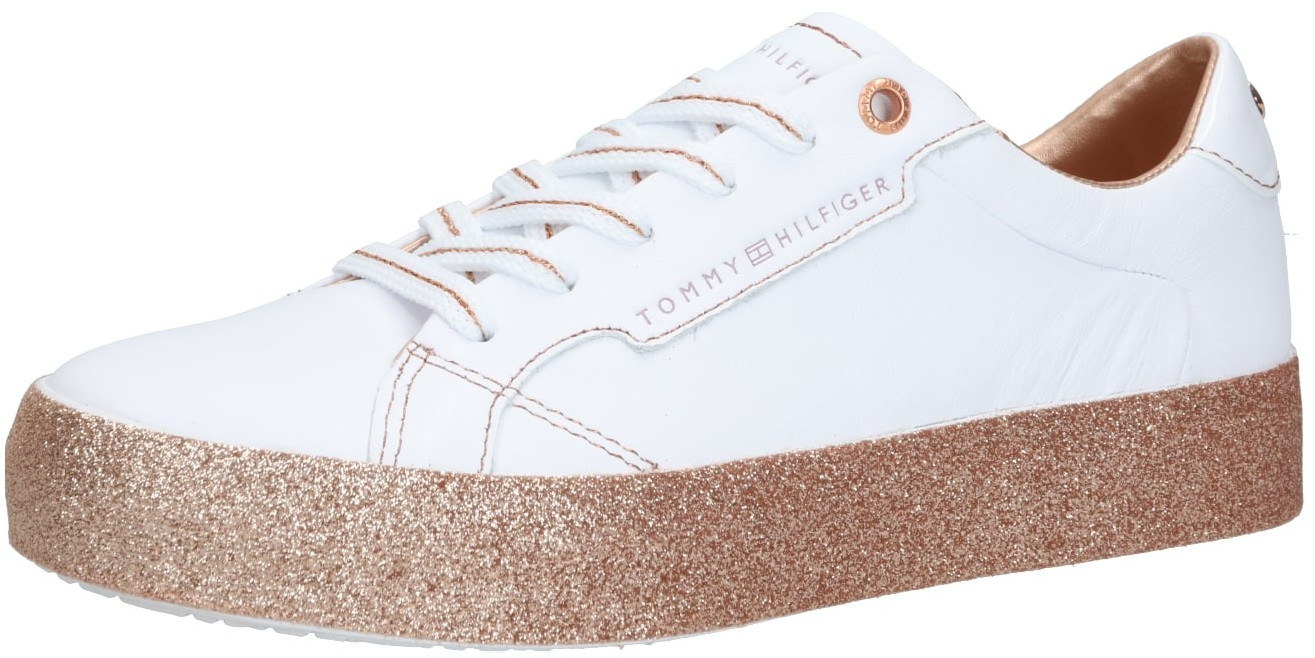 Tommy Hilfiger Glitter Foxing Dress Trainers (FW0FW04849) white/gold