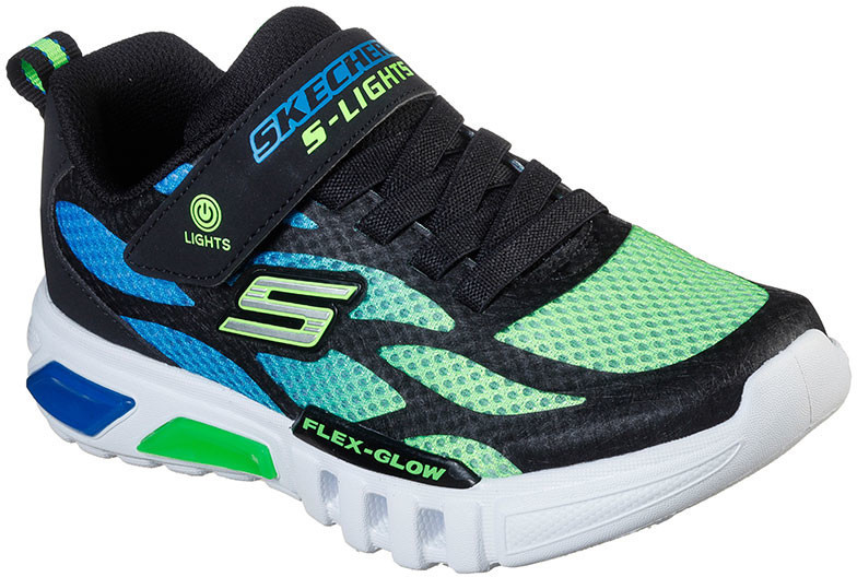 Skechers Delson-Antigo (400016L) black synthetic/textile/blue/lime trim