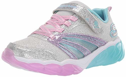 Skechers Fusion Flash (302043L) silver sparkle mesh/lavender/aqua trim
