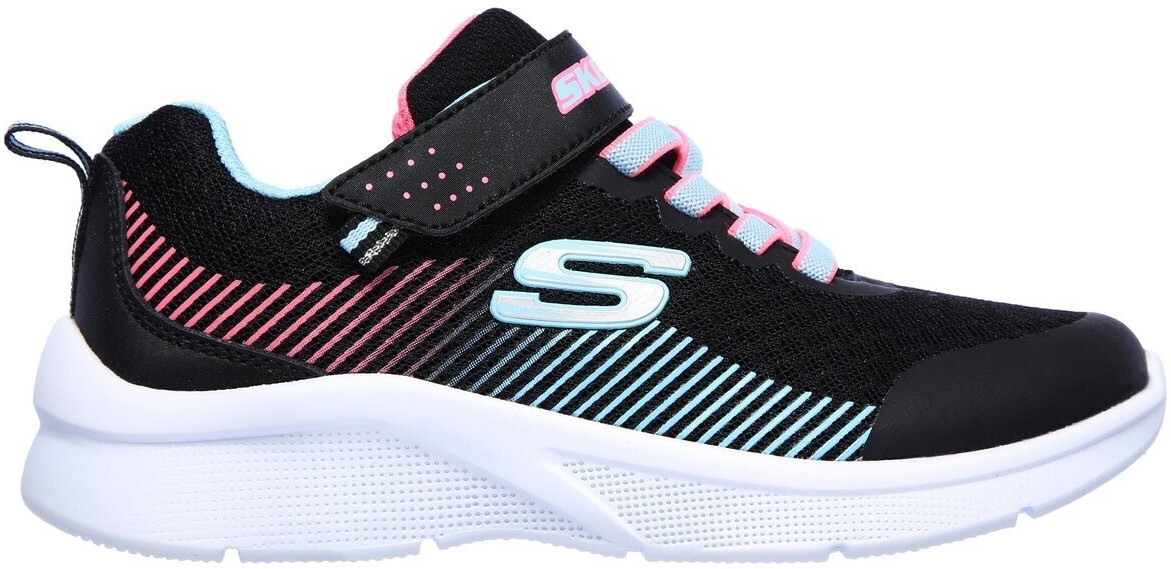 Skechers Microspec (302016L) black mesh/aqua/neon pink trim