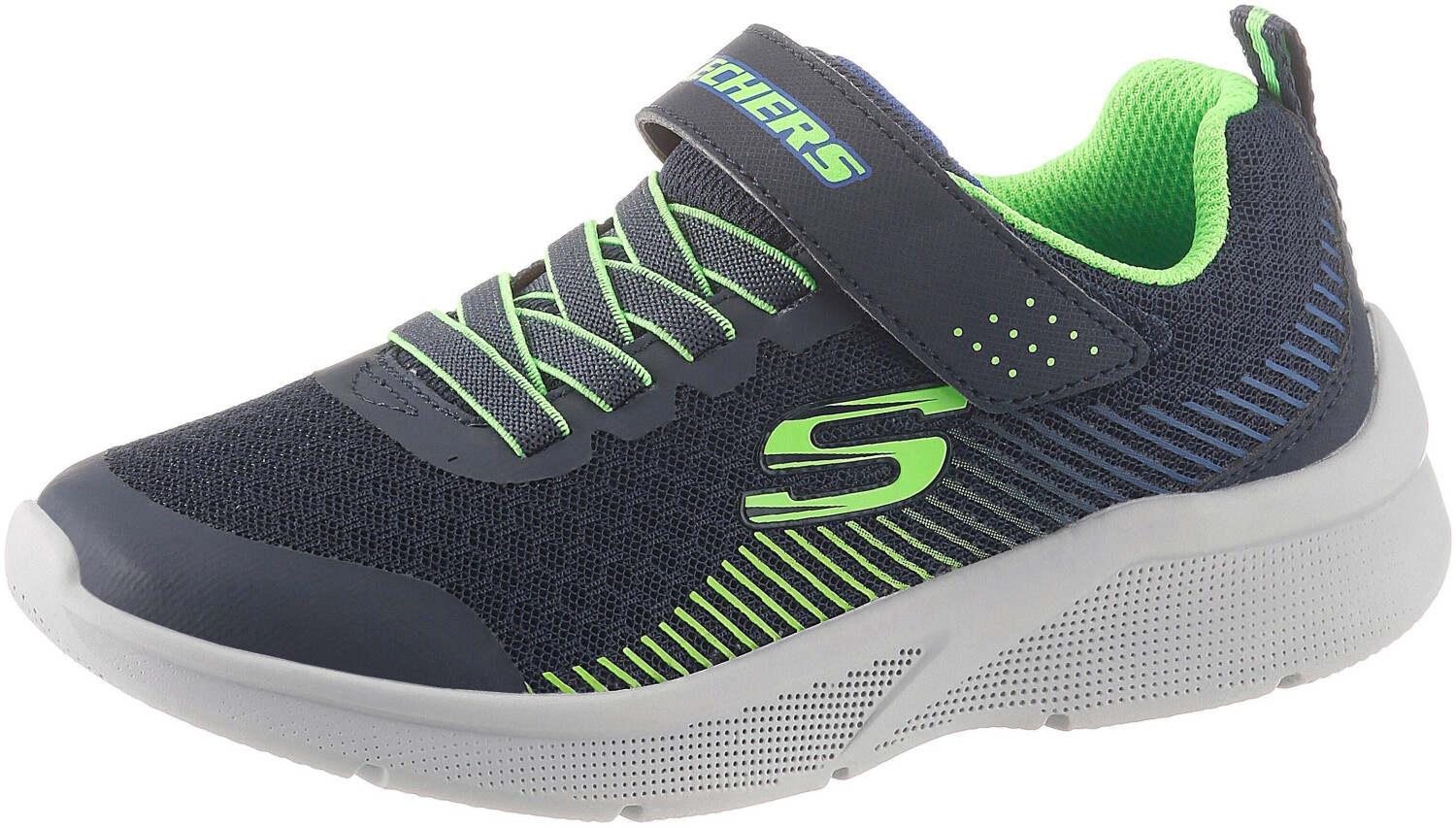 Skechers Microspec (97535L) navy textile/lime/blue trim