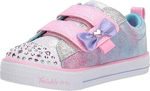 Skechers Shuffle Lites (20320N) light pink textile/turquoise/silver trim