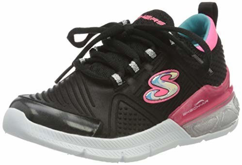Skechers Skech-Air Sparkle (302004L) black satin mesh/neon coral/turquoise trim