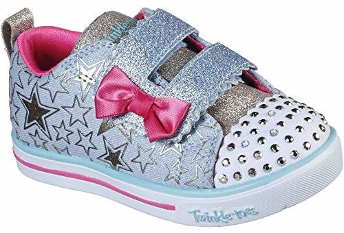 Skechers Sparkle Lite (314037N) light blue canvas/multi trim