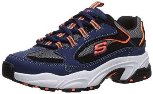 Skechers Stamina-Cutback (98171L) navy/black leather/charcoal/orange trim