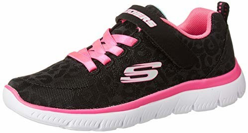 Skechers Summits (302072L) black sparkle mesh/neon pink trim
