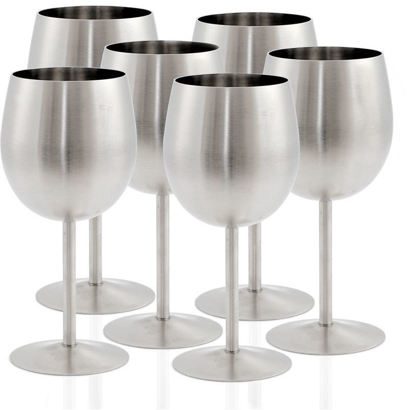 Zelsius Stainless steel wine glass set (6 pieces) 350 ml brushed