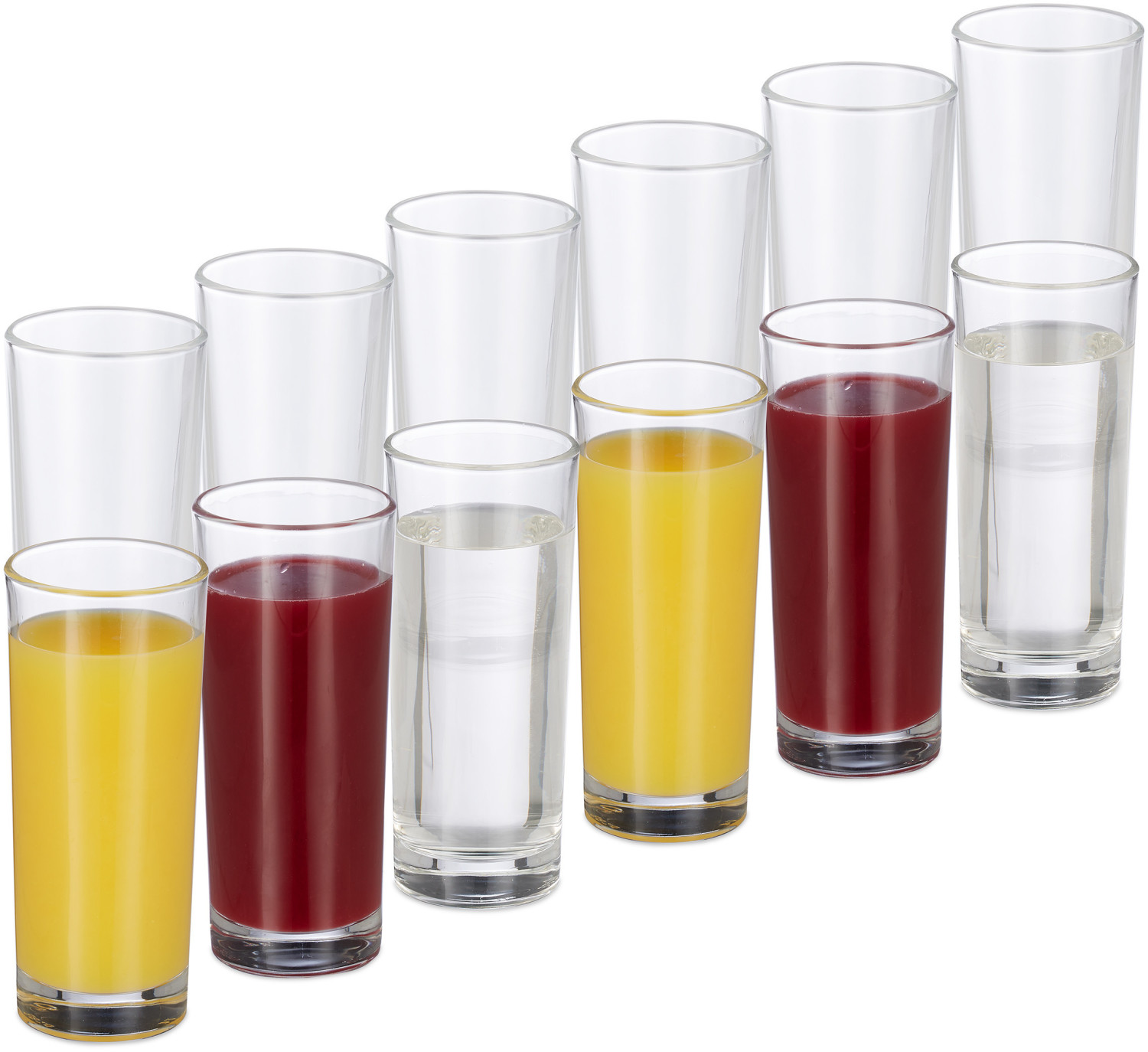Relaxdays Set of 12 long drink glasses 300 ml cylindrical