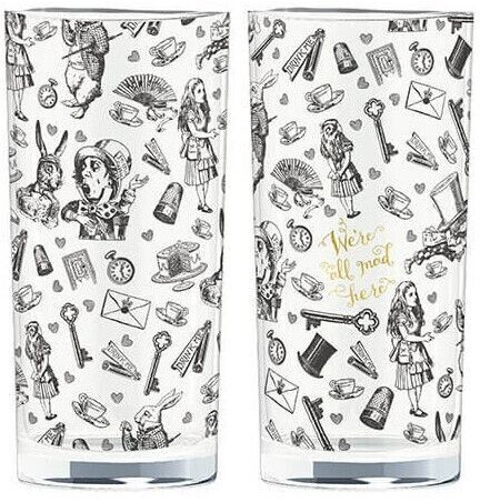 Creative Tops V&A Alice in Wonderland long drink glasses in gift box 5236588