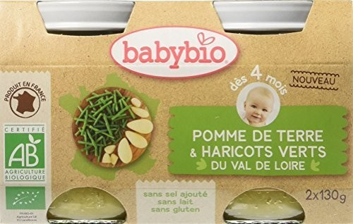 Babybio Légumes - Pomme de terre haricots verts de Vendée +4 mois (2 x 130 g)