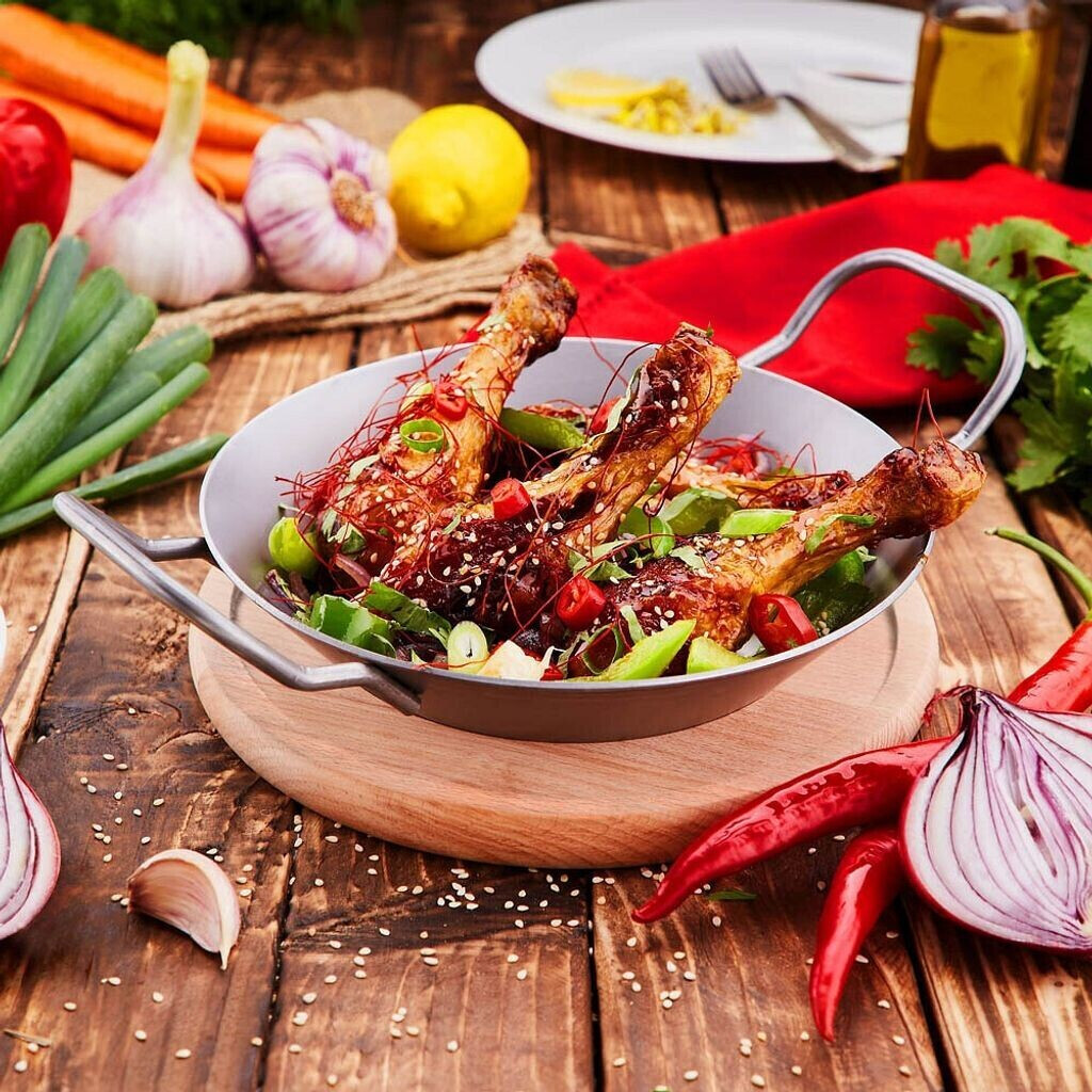 CHG Serving pan, iron including serving board, Ø 20 cm