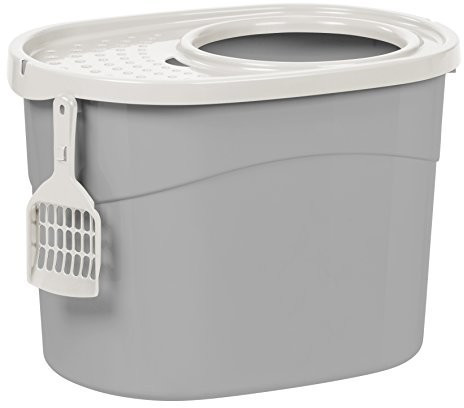 Iris Ohyama Hop in Cat Litter Box grey