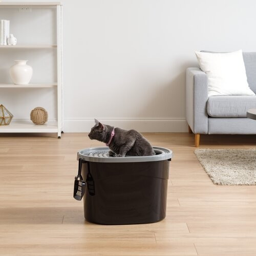 Iris Ohyama Bac à litière pour chat Black/Grey