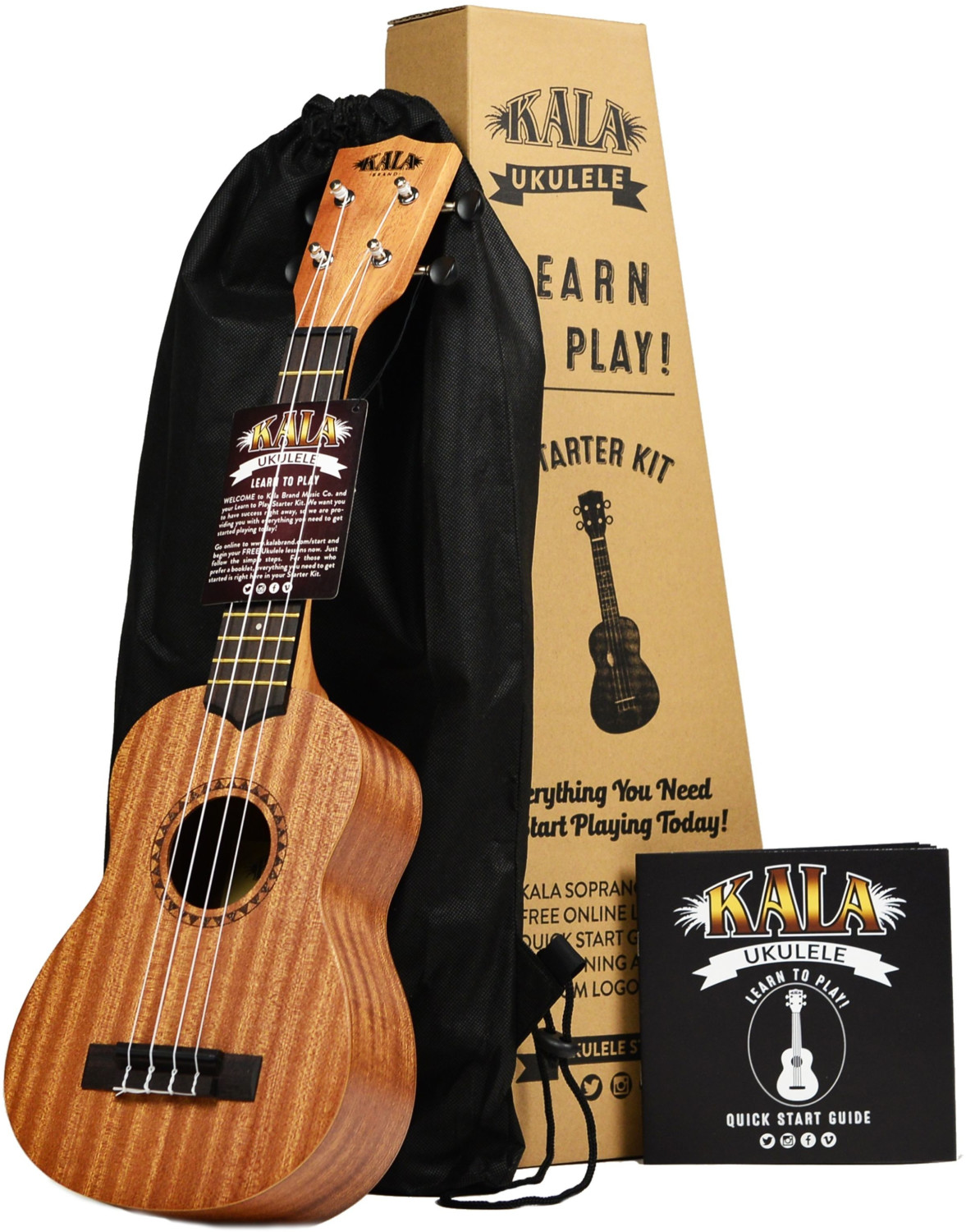 Kala Coffret ukulélé pour débutant Natural