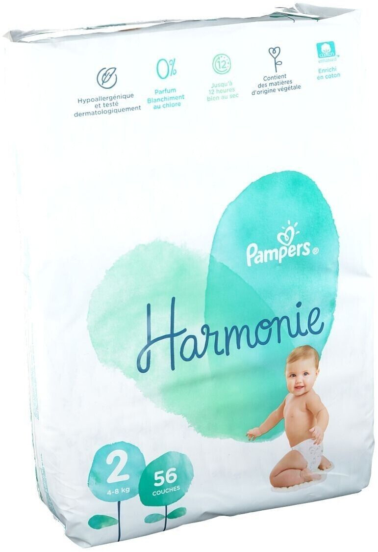 COUCHES PAMPERS HARMONIE TAILLE 2 4 - 8 KG 93 PIECES