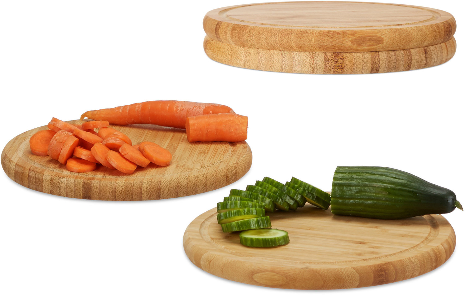 Relaxdays Breakfast Board Set 4 pcs Bamboo round 25 cm