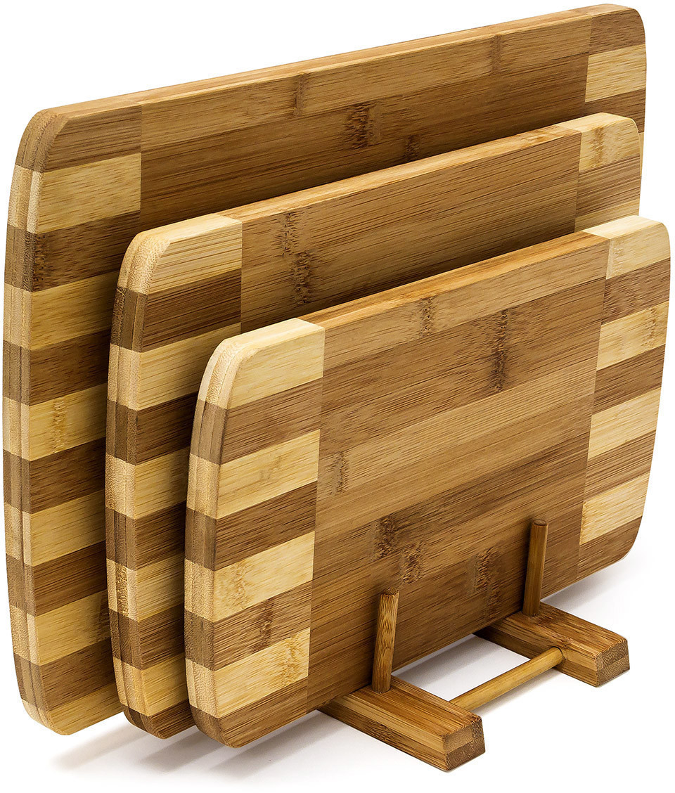 Relaxdays Bamboo Chopping Board Set 4 pcs light brown (6910996)