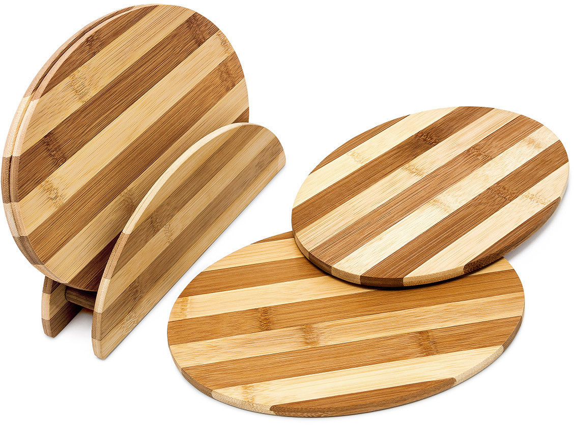 Relaxdays Bamboo Chopping Board Set 5 pcs light brown (6992711)