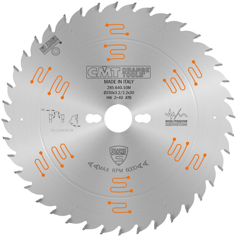 CMT Orange Tools verchromt HW 250 x 3,2 x 30 mm Z40 15° (285.640.10M)