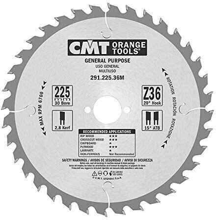 CMT Orange Tools ATB 225 x 2,8 x 30 mm Z36 15° (291.225.36M)