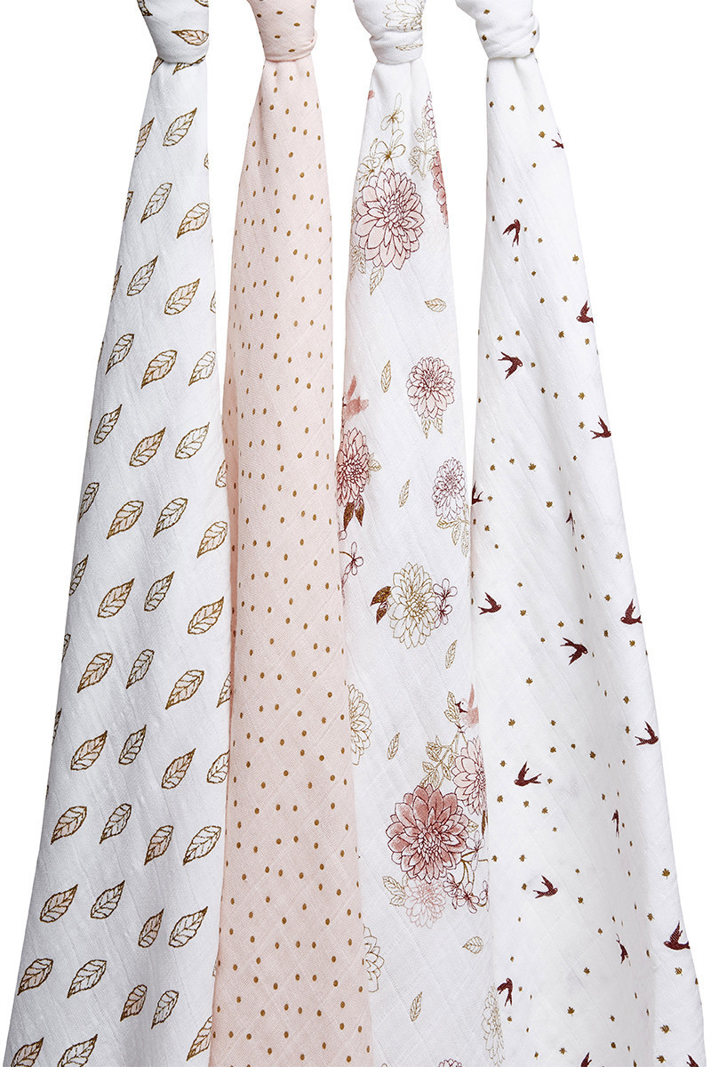 Aden + Anais Lot de 4 langes mousseline 120 x 120 cm Dahlias