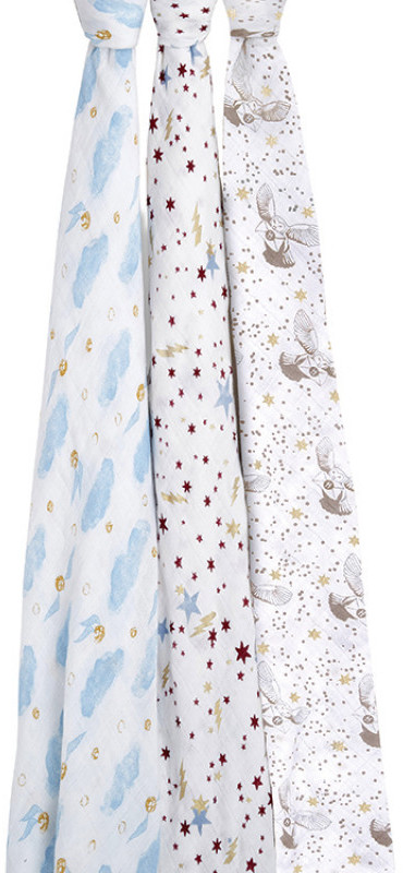 Aden + Anais Lot de 3 langes en mousseline 120 x 120 cm Harry Potter