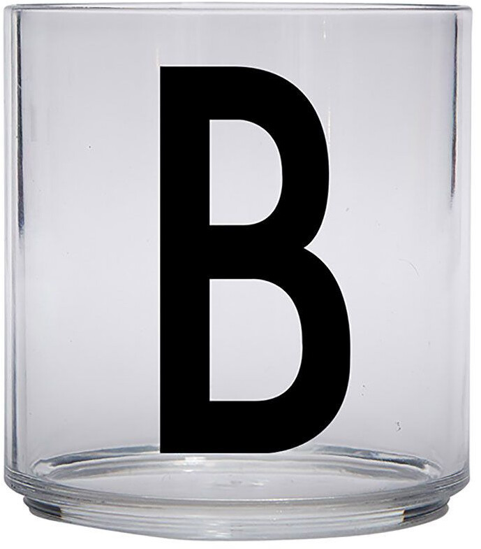 Design Letters Kids Personal Drinking Glass, B - black