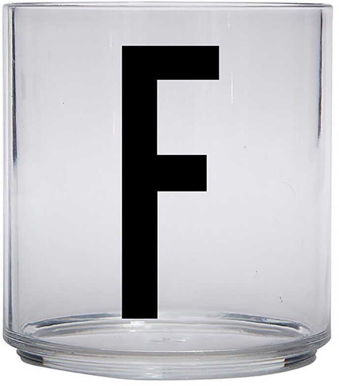 Design Letters Kids Personal Drinking Glass, F - black
