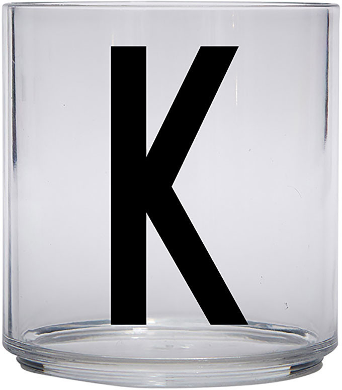 Design Letters Kids Personal Drinking Glass, K - black