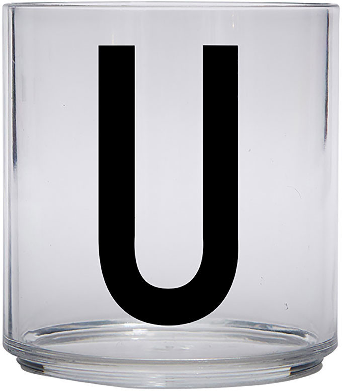 Design Letters Kids Personal Drinking Glass, U - black