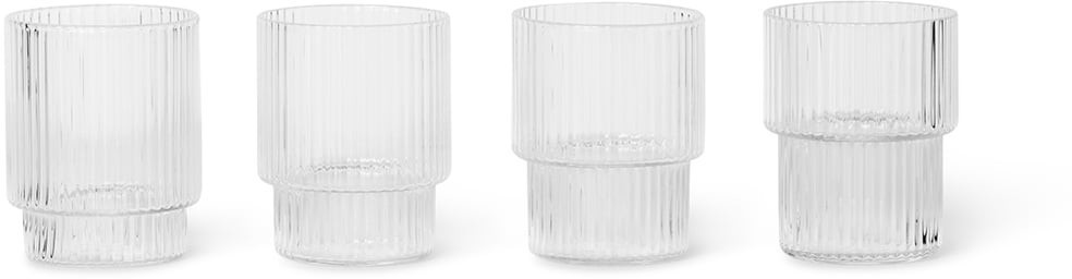 Ferm Living Ripple drinking glass S, set of 4 / clear clear