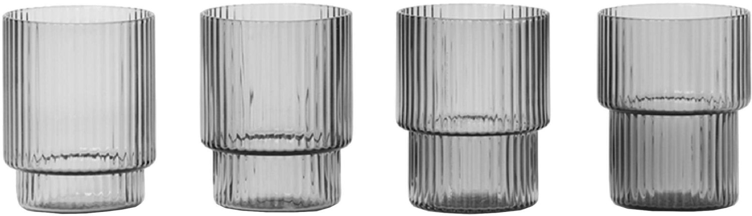 Ferm Living Ripple drinking glass S, set of 4 / smoke gray - smoke gray