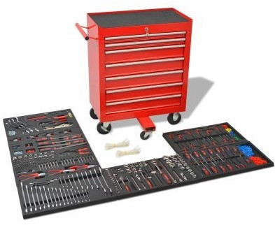 VidaXL Workshop Tool Trolley with 1125 Tools Steel Red