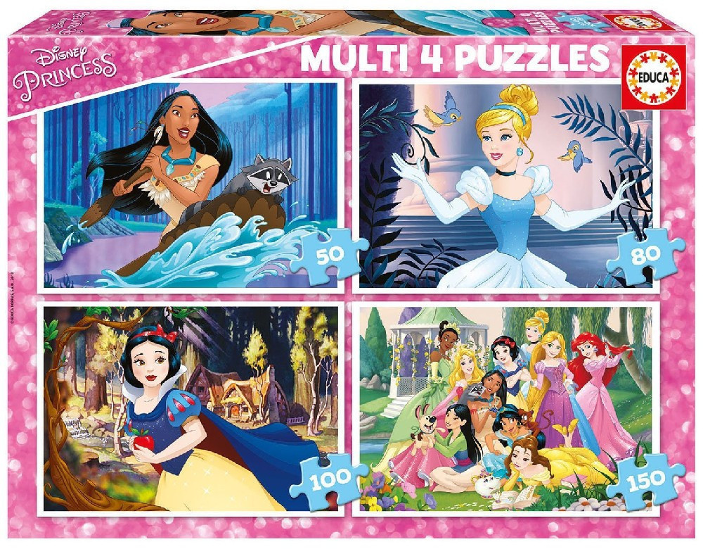 Educa Borrás Multi 4 Puzzles Disney Princess 50+80+100+150