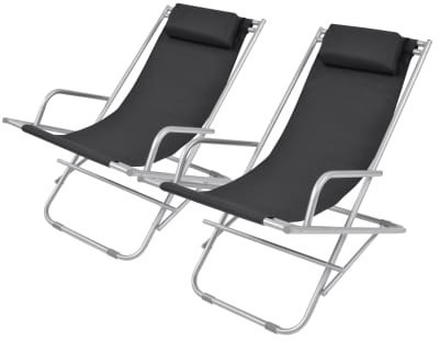 VidaXL Deck chairs 2 units steel black