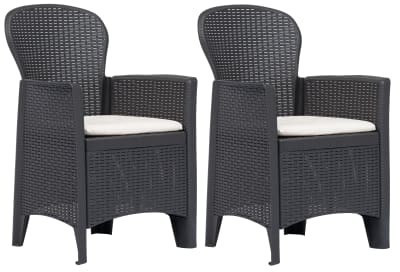 VidaXL Garden Chair 2 pcs with Cushion Brown Plastic Rattan Look