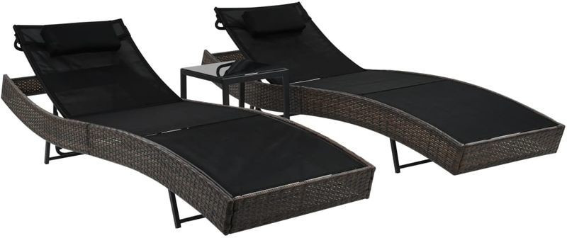 VidaXL Lounger Pair with Table Black (44892)