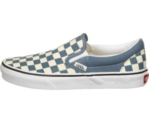 checkerboard vans slip on blue