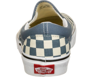 blue checkered slip on