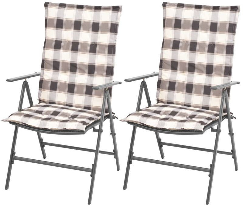 VidaXL Stackable garden chairs with 2 cushions grey steel