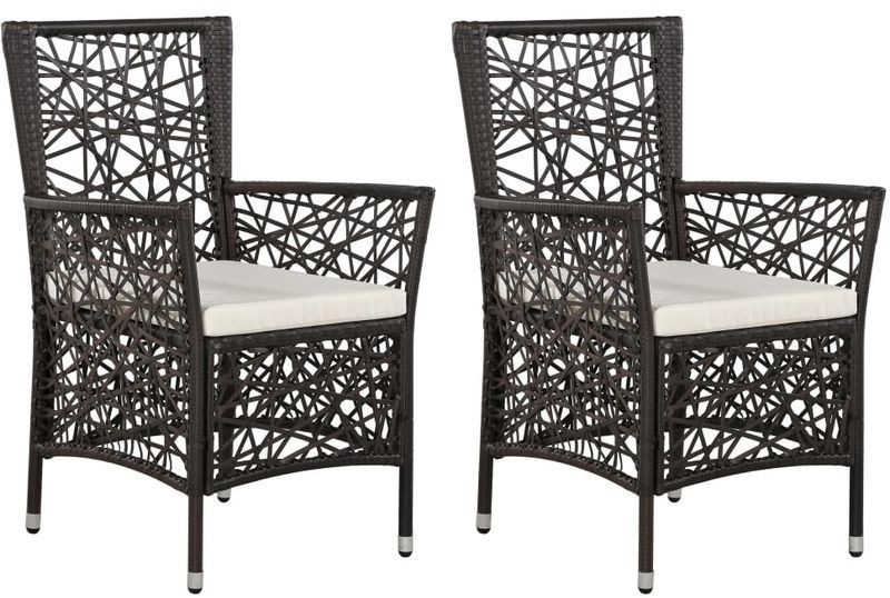 VidaXL 2 Garden chairs with 2 cushions synthetic brown rattan