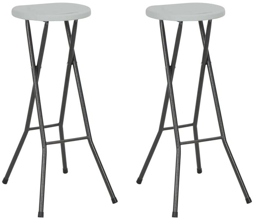 VidaXL Folding garden stools 2 pcs HDPE and steel white
