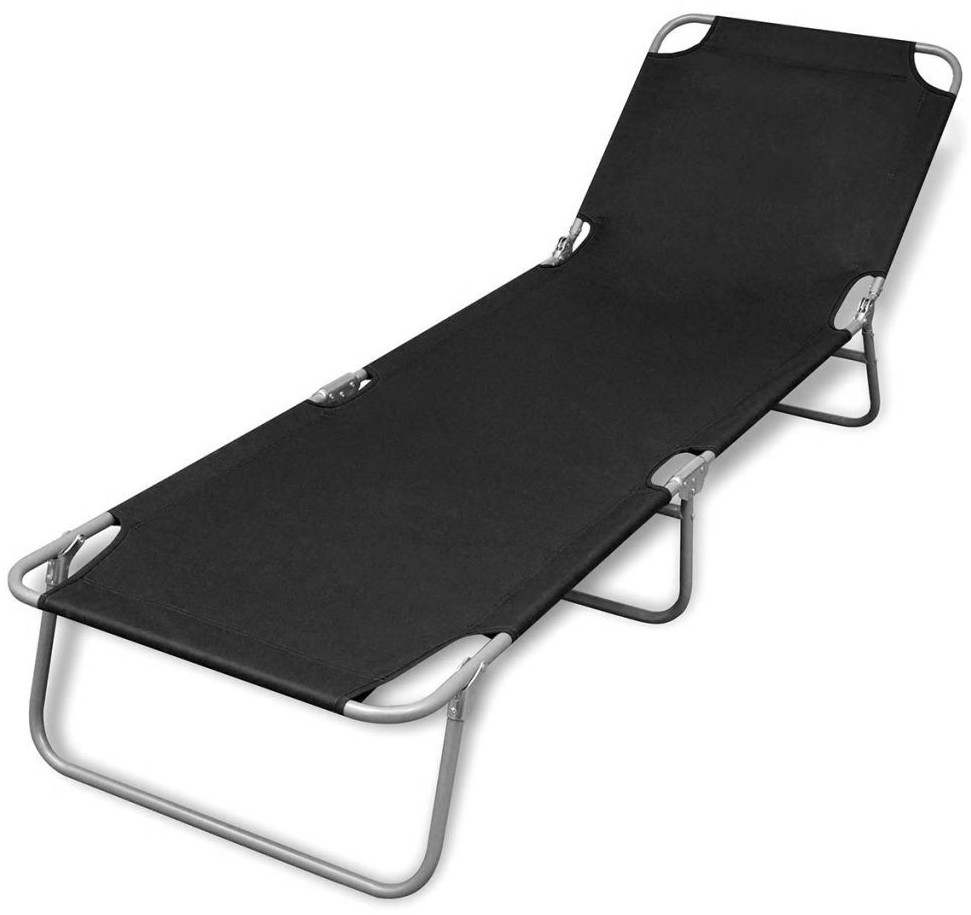 VidaXL Steel Foldable Lounger Black (41478)