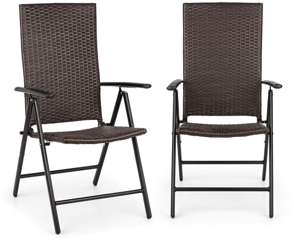 Blumfeldt Estoril Garden Chair Poly Rattan Aluminium 8 Steps Hinged brown