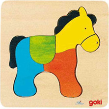 Goki Puzzle à formes en bois Cheval (57822)