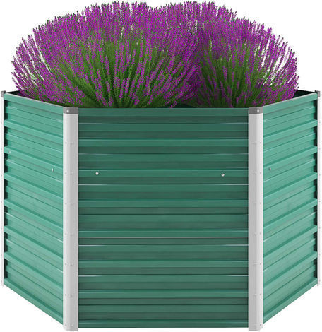 VidaXL Planter Galvanized Steel Hexagon Green