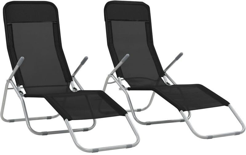 vidaXL Textilene Foldable Loungers (44338) Bleck