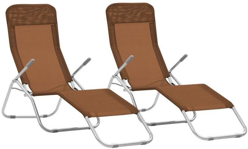 vidaXL Textilene Foldable Loungers (44341) Taupe
