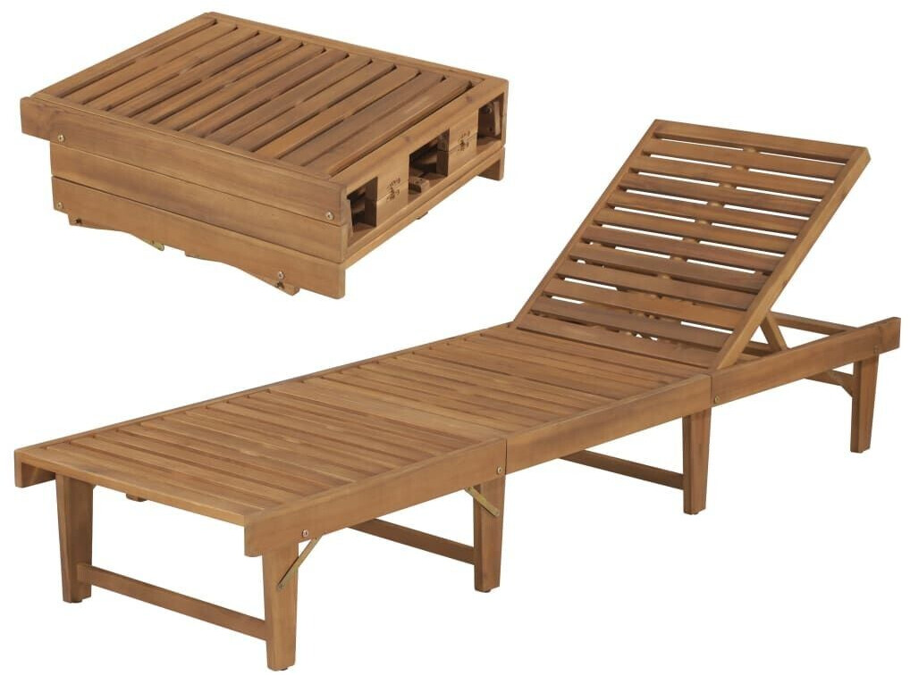 VidaXL Foldable Wooden Lounger with table (44253)