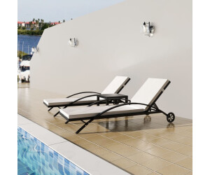 vidaXL Loungers with Synthetic Rattan Table (42491)